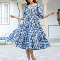 Janasya Women's Green Pure Cotton Floral Printed A-line Co-ord Set-image-70