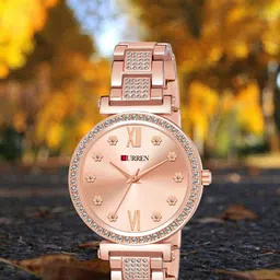 Curren Women Brass Embellished Dial Reset Time Analogue Watch 1660-RFR+JW-01&22-image-88