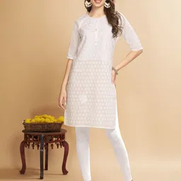 Anouk Rustic Women Ethnic Motifs Embroidered Chikankari Block Print Kurta-picture-50