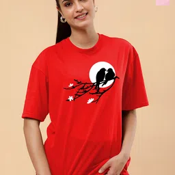 TQH Women Pack of 2 Graphic Printed Round Neck Cotton Oversized T-shirts-picture-17