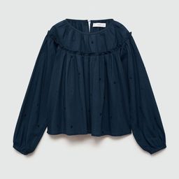 Mango Kids Girls Embroidered Indigo Cotton Top-image-16