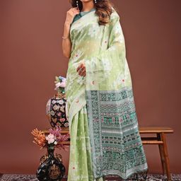 Panzora Woven Design Zari Linen Blend Saree-27