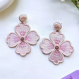 Crunchy Fashion Artificial Beaded Floral Shaped Drop Earrings-35
