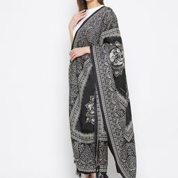 Clora Creation Black & White Printed Dupatta image 4