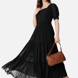 Jash Creation Bell Sleeve Applique Georgette Fit & Flare Maxi Dress-picture-8