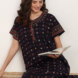 Moda Rapido Women Printed Maxi Nightdress-picture-33