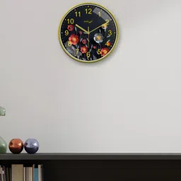 RANDOM Black & Green Printed Traditional Round Shaped Wall Clock image 4