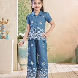 Aarika Girls Embroidered Pure Cotton Shirt With Palazzos-picture-39