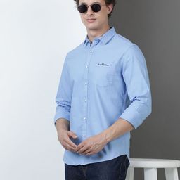 MaverIQ Men Slim Fit Solid Spread Collar Cotton Casual Shirt-picture-34