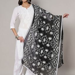 MUFFLY Embroidered Dupatta with Thread Work-image-12