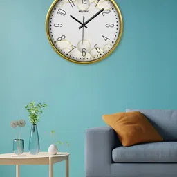 OLIVE TREE Gold-Toned & White Printed Contemporary Wall Clock-image-62