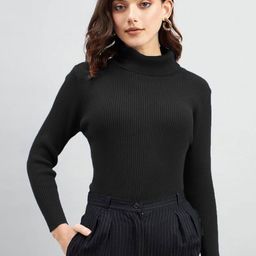 CLAFOUTIS Women Self Design High Neck Slim Fit T-shirt-image-90