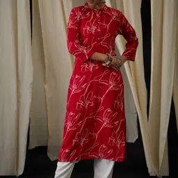 Anouk Women Floral Printed Thread Work Kurta-image-17