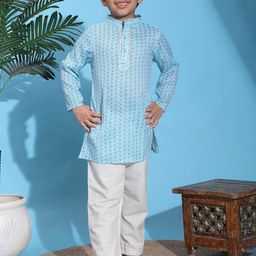 Cutiekins Boys Chevron Printed Regular Kurta with Pyjamas-image-60
