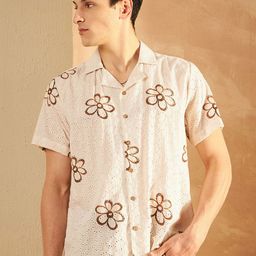 DENNISON Men Comfort Fit Floral Printed Cuban Collar Cotton Casual Shirt-image-69