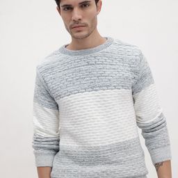 The Roadster Life Co. Cable Knit Woollen Pullover with Colourblocked Detail-picture-2