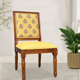 GLOBALLY INDIAN Yellow & Brown Printed Vintage-Style Wooden Lounge Chair-image-75