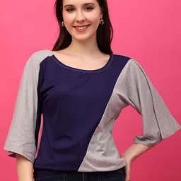 SCORPIUS Women Colourblocked Flared Sleeves Cotton Regular Top-image-88