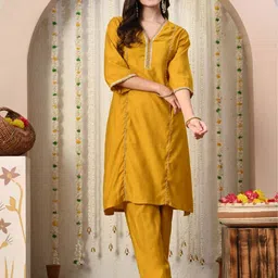 Myshka Women Regular Gotta Patti Kurta with Trousers-image-74