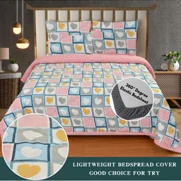 Innovative Edge Pink Floral 210 TC King Bedsheet with 2 Pillow Covers-image-64