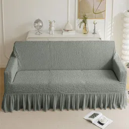 HOUSE OF QUIRK Italian Grey Self Design 3 Seater Sofa Cover With Arms-image-42