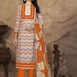 SHADOW & SAINING Chevron Printed Pure Cotton Semi-Stitched Dress Material-image-77