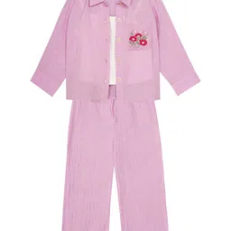 Budding Bees Girls Embroidered Pure Cotton Shirt With Trousers & Top-image-50