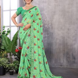 Lookmark Floral Print Gotta Patti Pure Georgette Saree-image-91