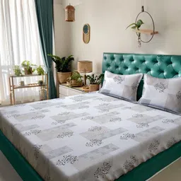KLOTTHE Grey & Black Ethnic Motifs Printed 300 TC Double King Bedsheet Set 2.50 m x 2.25 m-image-55