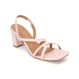 Truffle Collection PU Block Sandals with Buckles-4