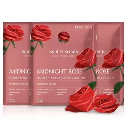 SOUL & SCENTS Red 3 Pieces Rose Fragrance Air Fresheners-20 grm Each Sachets-34