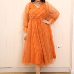 Swadeshi Shringaar Women V-Neck Fit & Flare Midi Dress-image-75