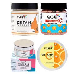 CARET ORGANIC Set Of 4 De-Tan Pack & Nourishing Cream & Daily Cream & Vitamin C Glow Scrub-47