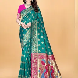 VenderVilla Women Woven Design Paithani Saree-image-100