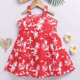 Toonyport Kids Girls Floral Printed Shoulder Straps Fit & Flare Dress-39
