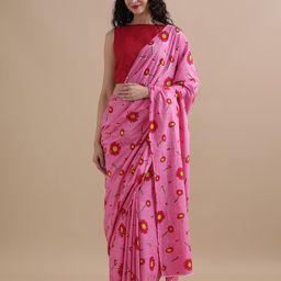 Jaipur Kurti Mulmul Cotton Floral Printed Saree-48