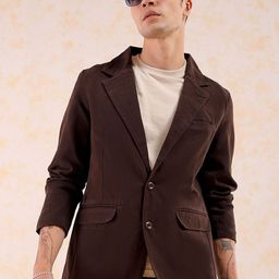 The Indian Garage Co Cotton Slim-Fit Single-Breasted Casual Blazer-image-69