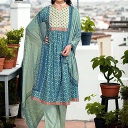 Anouk Women Ethnic Motifs Printed Pleated Kurta with Trousers & With Dupatta-95