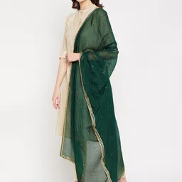 Clora Creation Green Dupatta with Gotta Patti image 5