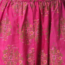 W Festive Floral Print Shantung Kurta With Cullotes & Dupatta image 3