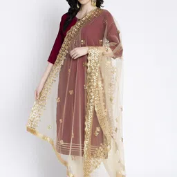 Clora Creation Ethnic Motifs Embroidered Dupatta with Sequinned image 4
