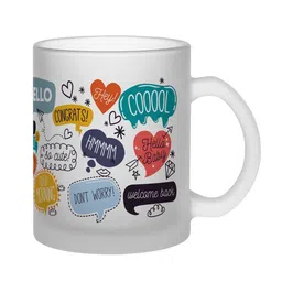 Gathari White & Blue Text or Slogans Printed Glass Matte Coffee Mug - 350 ML-49