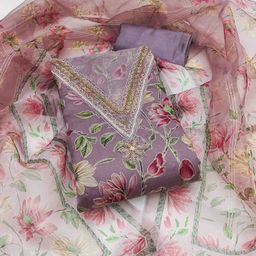 MarooshFloral Printed Beads And Stones Unstitched Dress Material-image-24