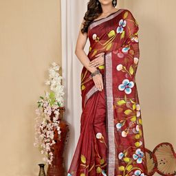 DipDiya Floral Zari Taant Saree-image-67