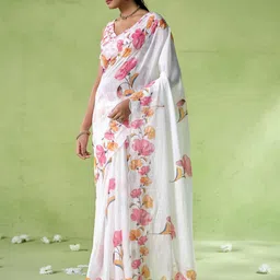 Mitera Floral Linen Blend Saree-picture-17