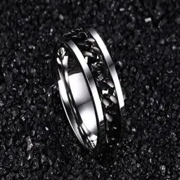 Thrillz Men Stainless Steel Silver Plated Spin Chain Adjustable Finger Ring-picture-34