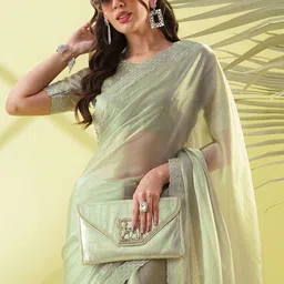KALINI Green Silk Blend Embellished Sarees-picture-29