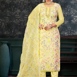 SAINOOR Embroidered Organza Semi-Stitched Dress Material-image-56