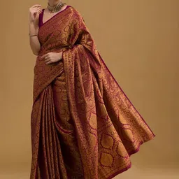 BlueRang Ethnic Motifs Woven Design Zari Banarasi Saree-picture-44