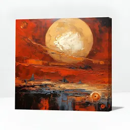 OLIVE TREE Wall Art Red & Yellow Abstract Printed Canvas Wall Art-17